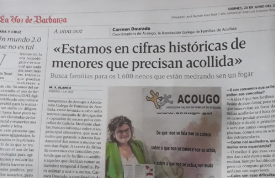 Estamos en cifras históricas de menores que precisan acollida